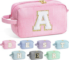 Initial Makeup Bag Cosmetic Bag Toiletry Pouch, Personalized Birthday Gifts for