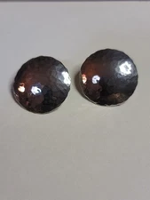Sterling Silver .925 Stuart NYE Round Hammered Earrings 