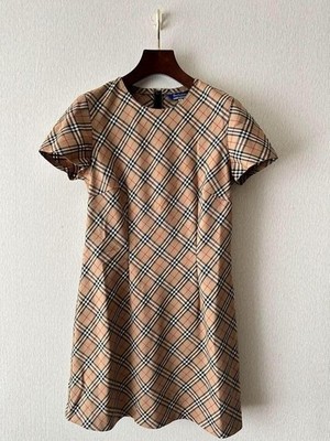 Burberry Blue Label Nova Check Wool Dress Size: 38 Short Sleeve ship From JAPAN