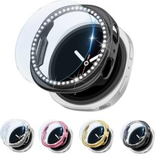 4 4 Pack Glitter Diamond Bumper Face Cover Tempered Glass for Galaxy Watch 8 4