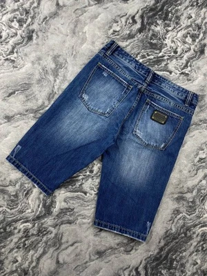 Pantalones Cortos Denim Dolce & Gabbana Metal Logo Hombres Talla 32 Azul - Imagen 1 de 4
