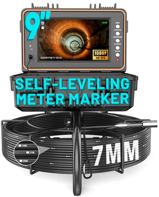 Sewer Camera Self Leveling 100Ft, Sewer Inspection Camera with Meter Marker, HD