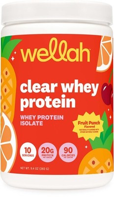 Wellah Clear Whey Protein Isolate Powder (Fruit Punch) 10 Servings