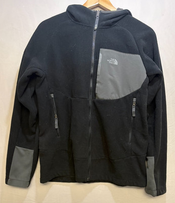 The North Face Chimborazo Fleece Jacket Boys Black Gray Full Zip Hooded XL 18/20