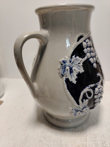 Westerwald German Salt Glaze Pitcher 1L Mosel River Map Wine Jug West Germany - Picture 3 of 8