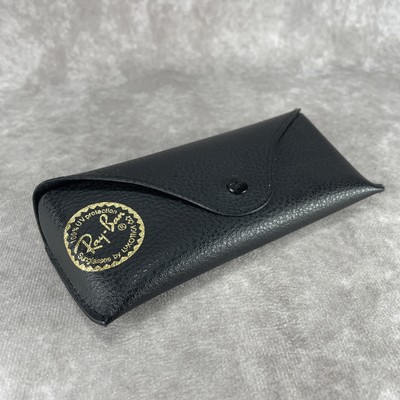 Authentic Ray-Ban Original Luxotica Black Leather Flat Glasses Case ONLY