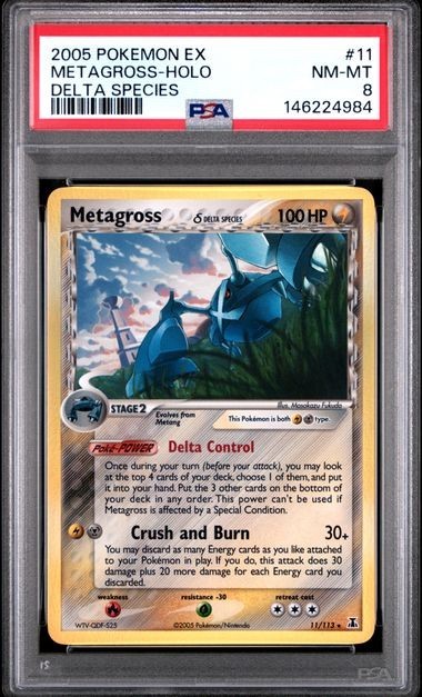 2005 POKEMON EX DELTA SPECIES METAGROSS #11 HOLO PSA 8