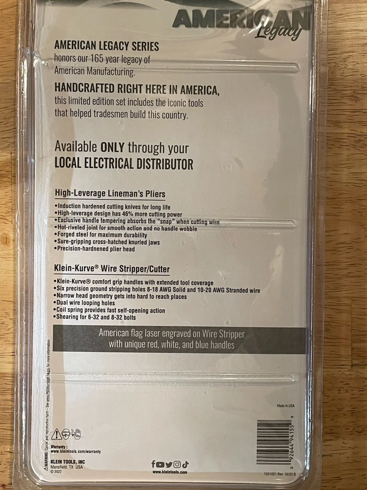 Juego de pelacables y alicates de liniero Klein Tools American Legacy edición limitada Foto 2 de 2