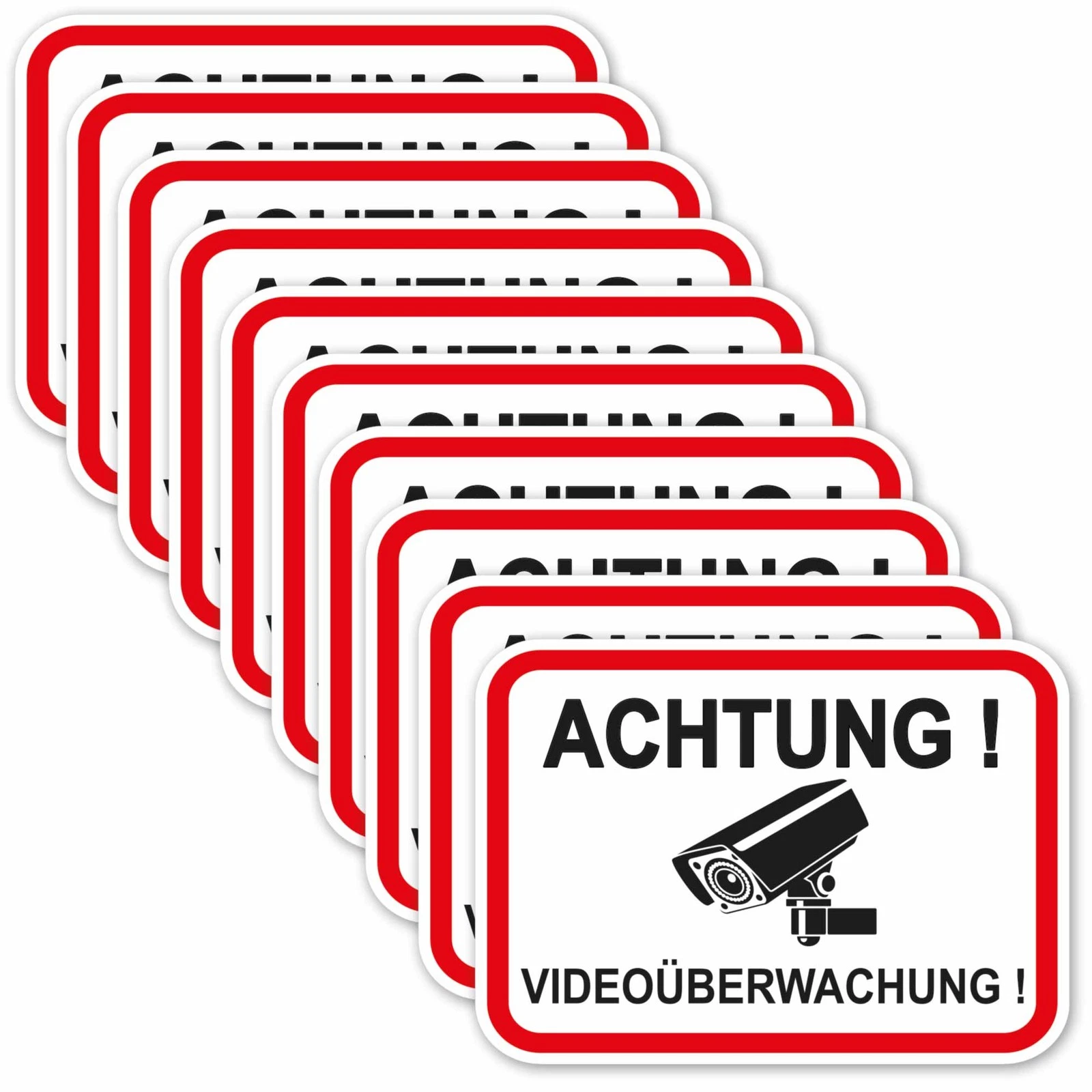 10 Stück Aufkleber Achtung Videoüberwachung 120x90 mm, videoüberwacht Aufkleber