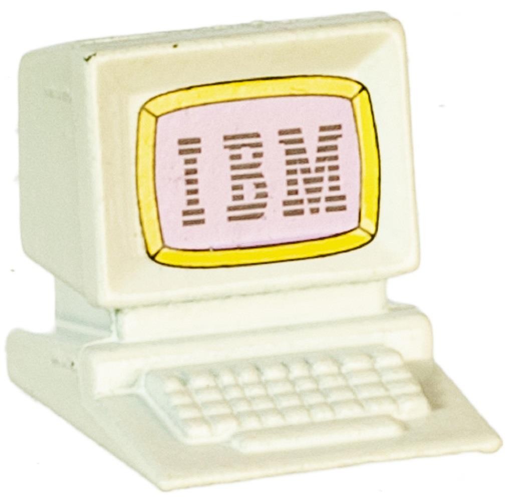 Dolls House White Computer Desk Top PC Modern Miniature Office Study Accessory