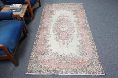 Rug, 3,6x6,9 ft Turkish Rug, Pink Moroccan Rug Wool