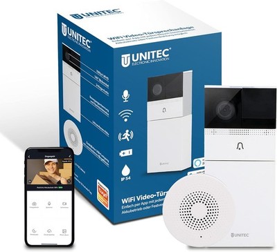 UNITEC WiFi Türkamera inklusive Funkgong mit Smartphone App Smart Life von Tuya