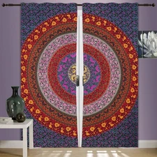 Indian Mandala Window Curtain Cotton Hippie Home Decor Arched Door Valances
