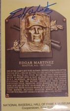 Edgar Martinez Autographed Signed HOF Plaque Postcard Seattle Mariners COA
