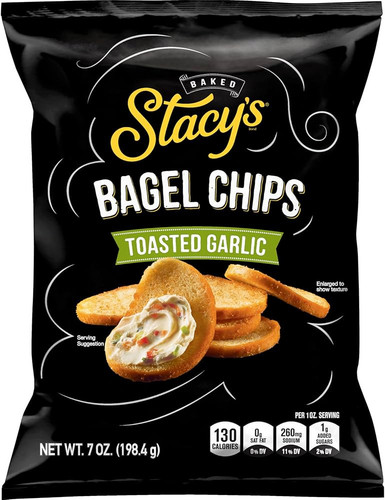 Stacy's Bagel Chips, Toasted Garlic Baked Chips, 7 Oz Snack Bag