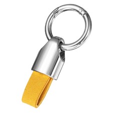 Car Key Chain Clip, Zinc Alloy Leather Car Keychain, Silver/Yellow