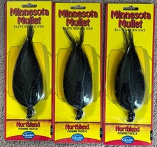 Lot of 3 - Northland Fishing Tackle Minnesota Mullet Hair Jig - Black - 1/2 oz