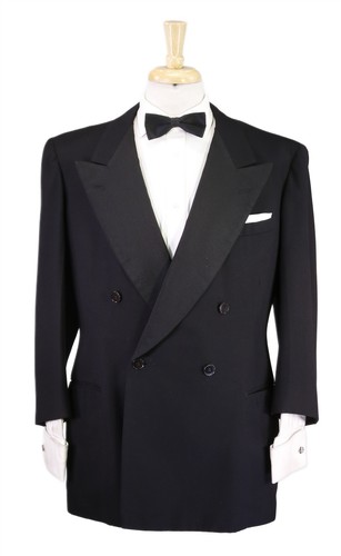Vintage 1930's Bespoke New York Black Tuxedo Formal Double Breasted Jacket 40R