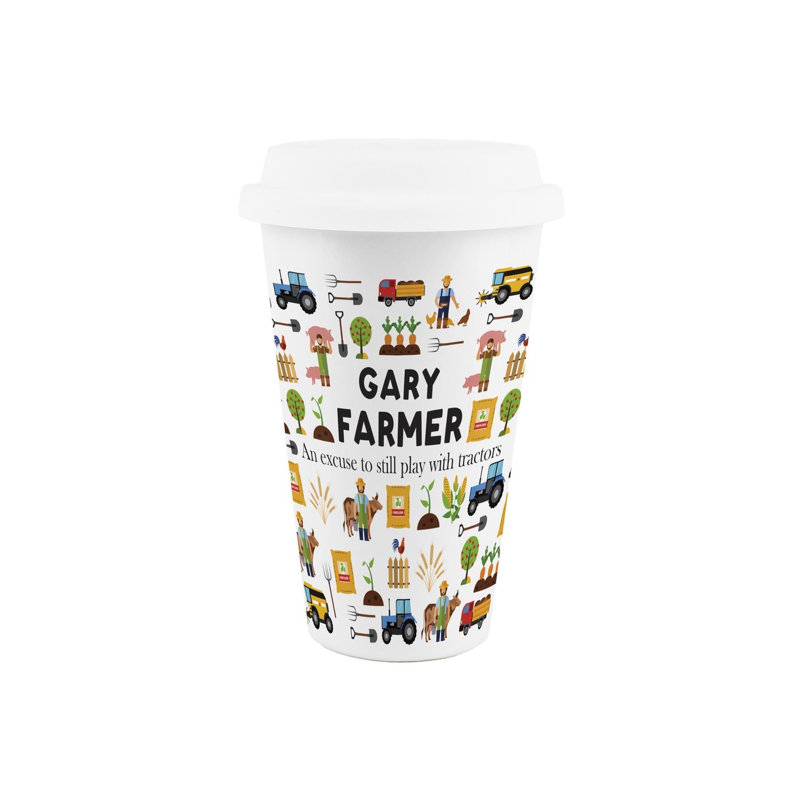 Custom Farmer Ceramic Travel Mug - Personalised Flask Gifts for Farm Workers