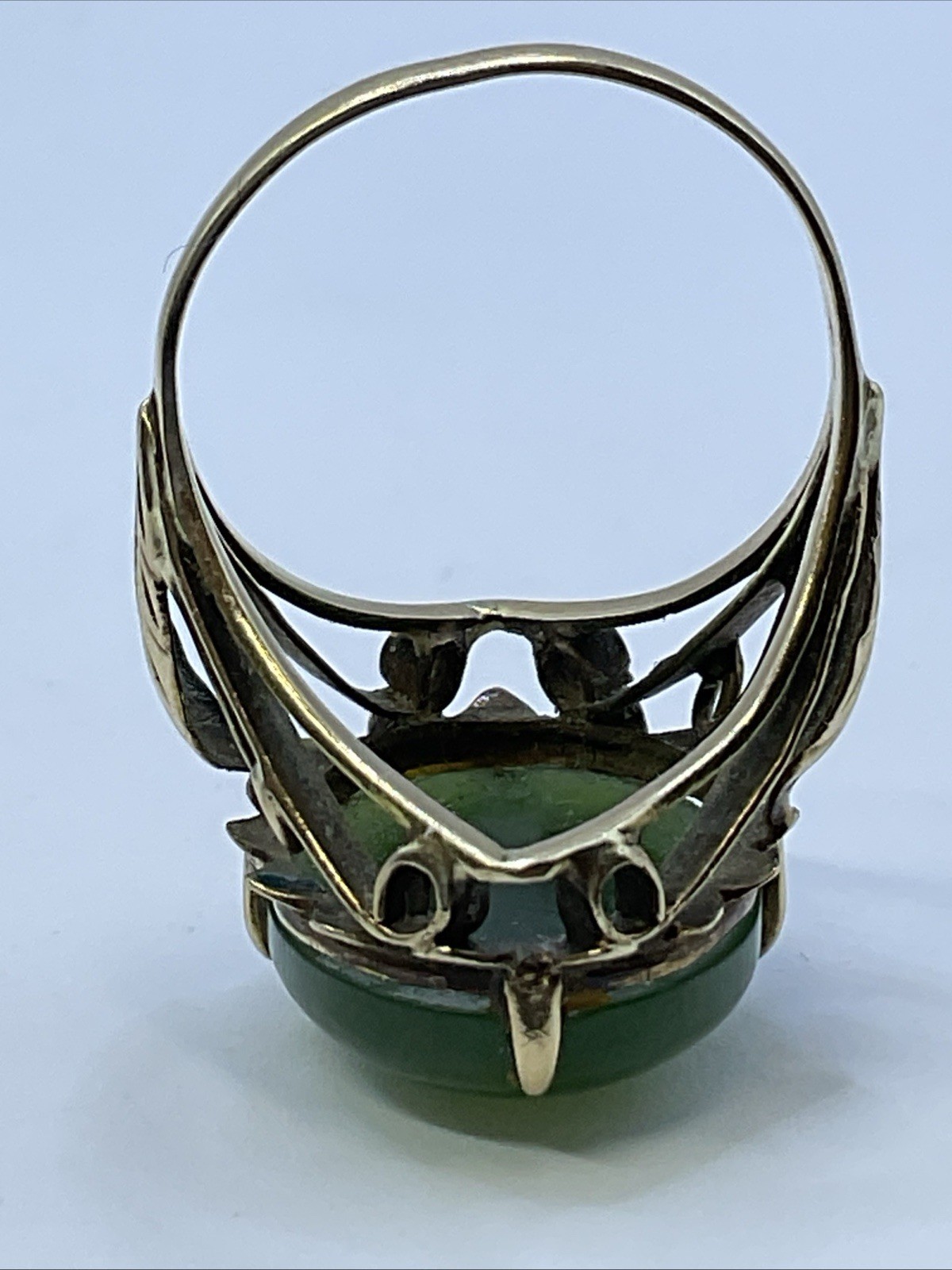 ANTIQUE HANDMADE Solid 12K Yellow Gold Green Jade… - image 14