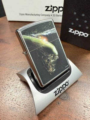 GENUINE Zippo Lighter ALIEN MOVIE XENOMORPH HEAD Street Chrome 2018 NEW RARE