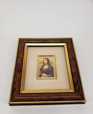 Vintage 1980s France 23K Gold Plated Mona Lisa Mini Chromolithograph