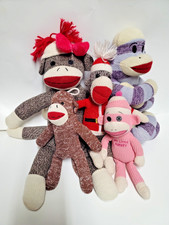 Lot of 5 Mixed Sock Monkey Plush Collection Mixed Brands TY