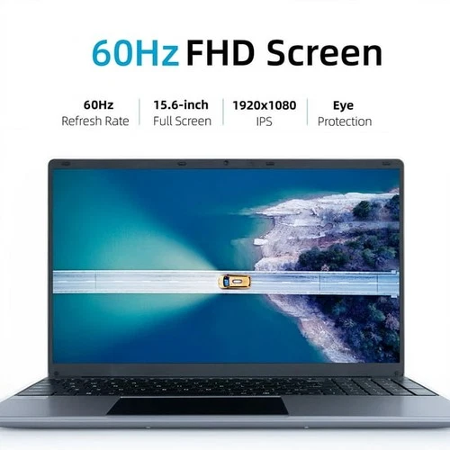 15.6 inch Laptop 12GB DDR4 512GB SSD Quad-Core Intel Celeron N5095 Processors - Picture 5 of 7