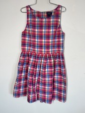 Polo Ralph Lauren Girls Youth Madras Plaid Dress With Open Back Size 16 Preppy