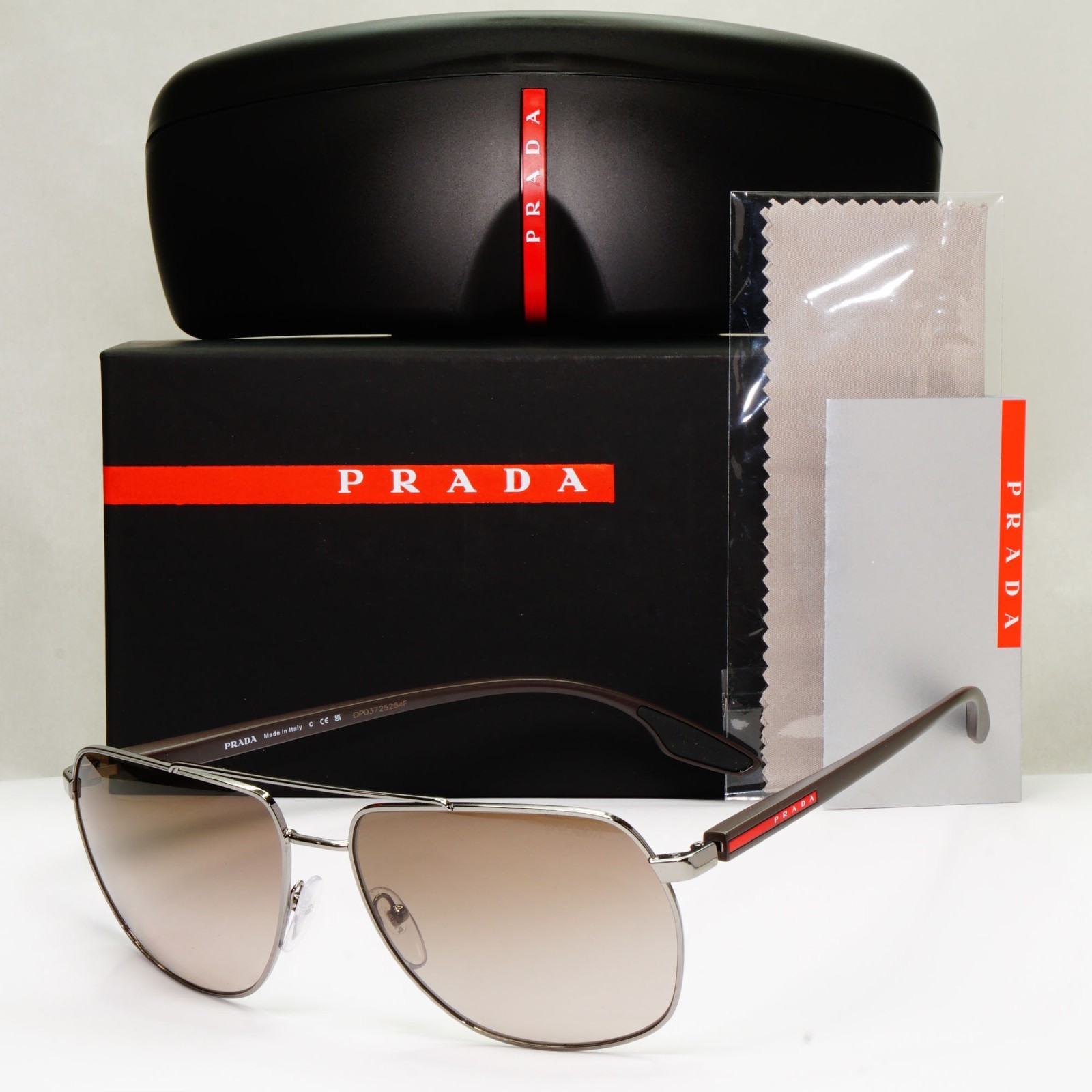 Prada Sunglasses Brown Pilot Gradient Gunmetal PS55VS SPS 55V 5AV-1X1 62mm [a]