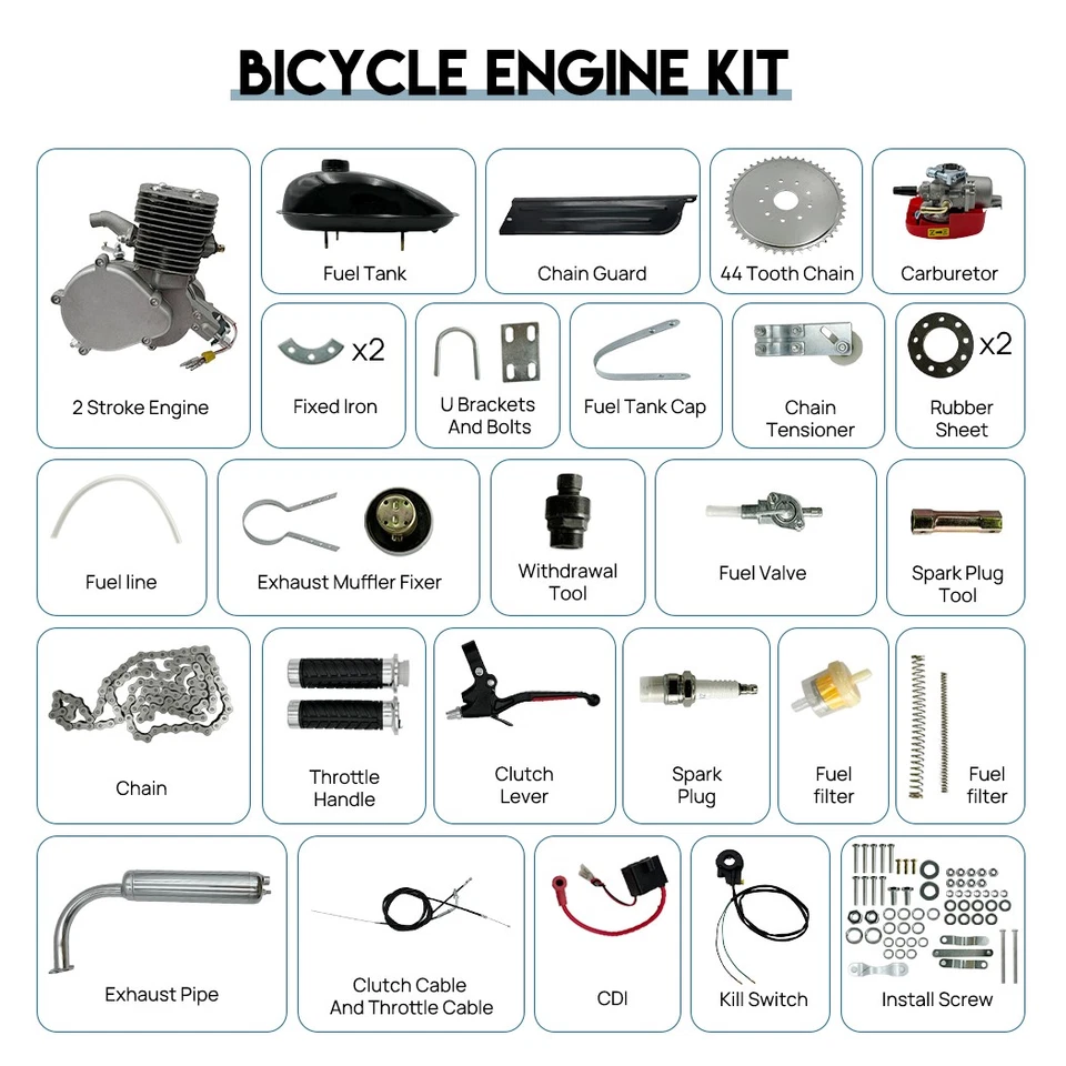 100CC Motorized Push Bike Motorised Bicycle Petrol Gas 2 Stroke Motor Engine Kit - image 2 of 4