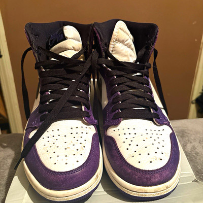 Nike Air Jordan 1 High Top Men s US 9 Purple/White/Black Leather 555088-500