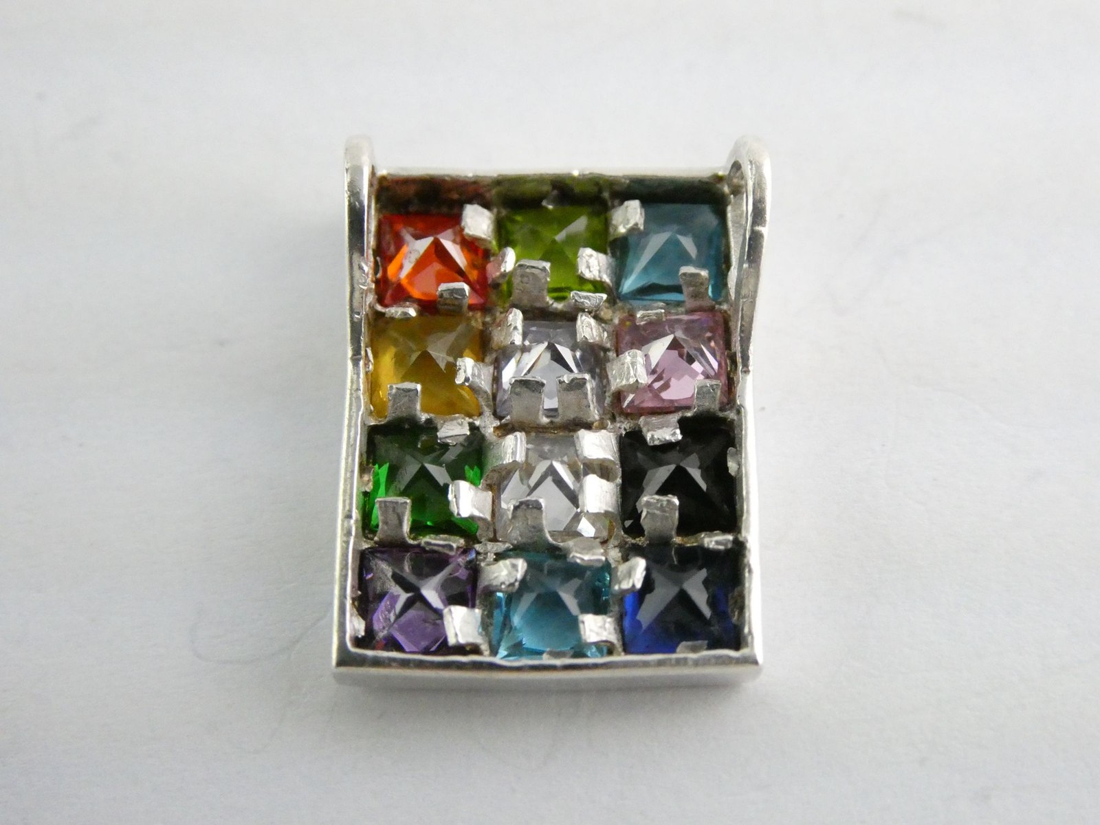 Sterling Silver Rainbow Design Rectangular Pendan… - image 7