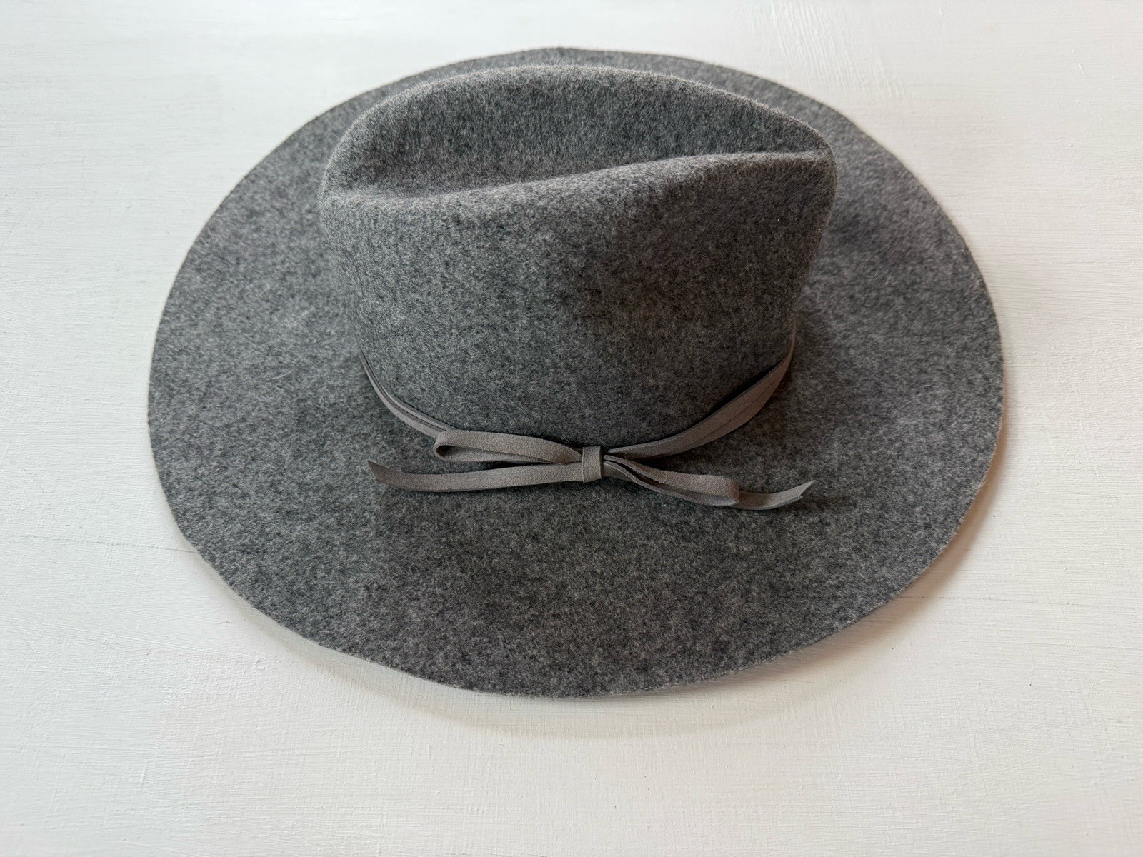 Hat Attack Packable Gray 100% Wool Fedora Wide Br… - image 1