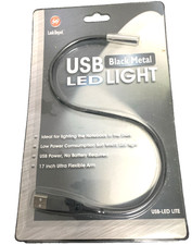 Link Depot USB LED Light Black Metal Flexible 17in Gooseneck Arm NOS