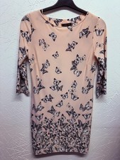 Atmosphere Nude Butterfly Print Bodycon Dress UK 12 Midi Stretch Dress