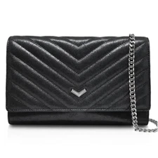 Botkier Soho Quilted Leather Chain Wallet/Crossbody Black/Gunmetal Travel