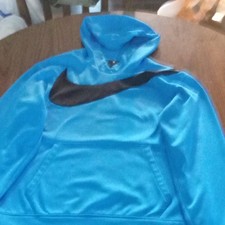 Nike Dri-FIT Men s Blue Pullover Hoodie Fleece Logo Pockets Size S