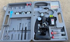AmScope 52pc 120X-1200X Kids Starter Compound Microscope Portable Science Kit