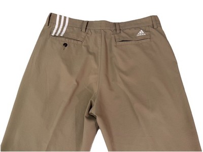 Adidas ClimaCool Performance Golf Pants Mens 36 x 34 Tan 3 Stripes Pocket READ