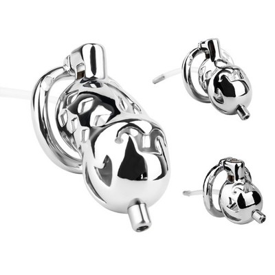 Stainless Steel Male Chastity Device Metal Cage Men Locking Belt with Tube CC707
