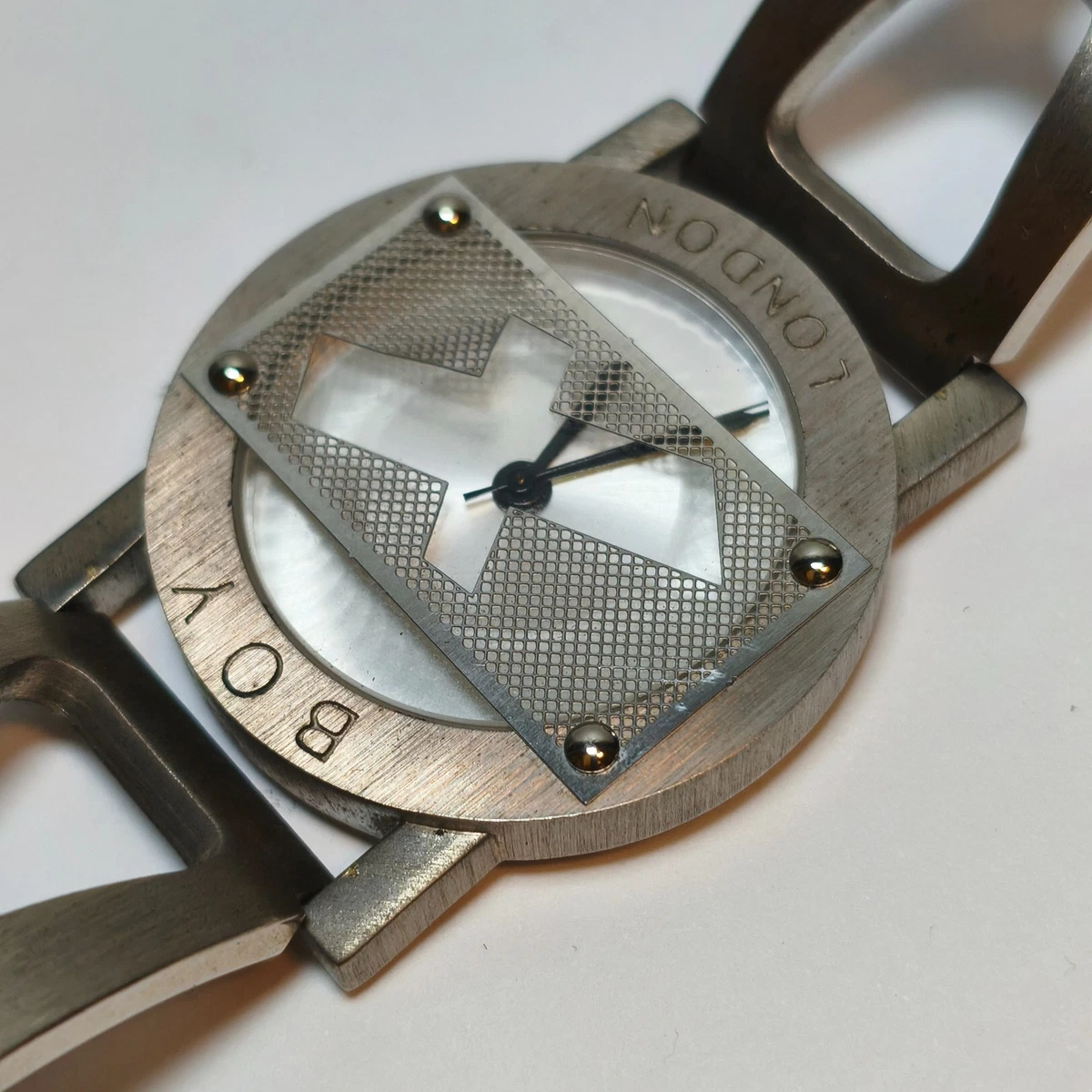 BOY London Mens Watch 37mm White Logo 24 Hour Dial Stainless New Battery 6.75\
