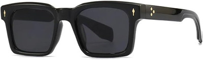 UV400 Square Sunglasses for Men & Women - Rivet Accents & Gray Gradient Lenses -