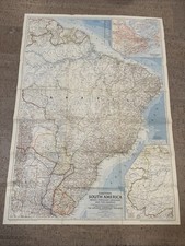 Vintage National Geographic Map - Brazil, Paraguay, Uruguay, 1955 Large, 29&rdquo;x40&rdquo;