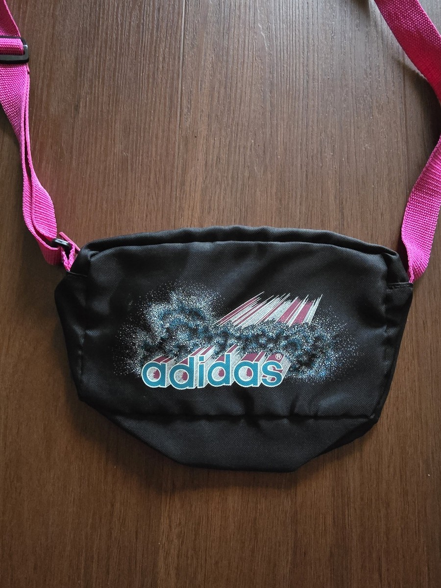 Rare Vintage 80s 90s Adidas Black Pink Crossbody Hiking Bag Mens 