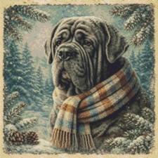 Neapolitan Mastiff Puppy Dog Comfort in the Cold Counted Cross Stitch