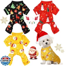 3 Pieces Christmas Dog Pajamas Dog Jumpsuit Santa Snowman Pet Clothes Christm