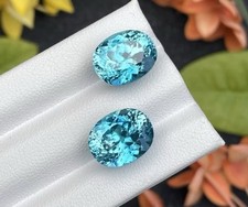 Blue Zircon 20.26ct   12x10mm Pair ZI0844 Natural Loose Gemstone