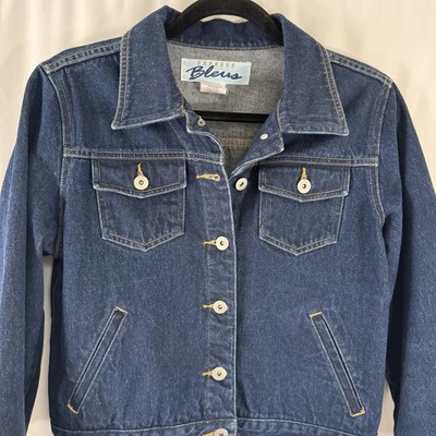 Vintage Express Bleus Denim Jacket Women's Medium Dark Wash Button