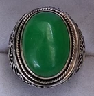 Vintage Size 8 Green Emerald 925 Silver Ring Weighs 9 Grams